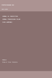 Image of Jurnal Al-Tadzkiyyah Jurnal Pendidikan Islam (UIN Lampung)