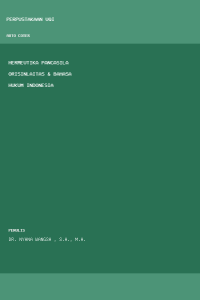 Image of Hermeutika pancasila orisinlaitas & bahasa hukum indonesia